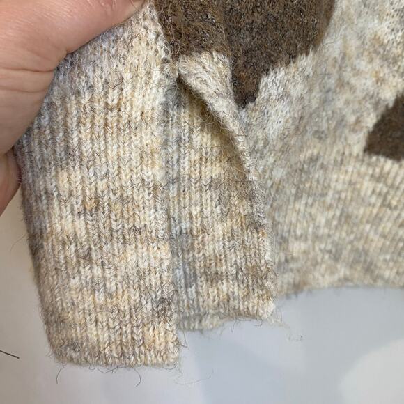 Anthropologie Moth Camo Knit Pullover Sweater Brown Tan S Soft Cozy Fall - Picture 5 of 8